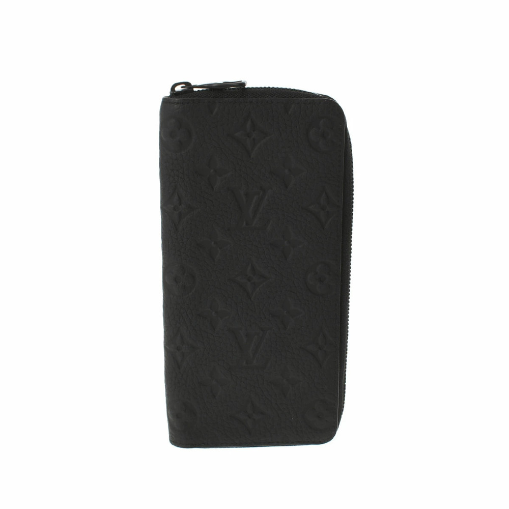 LOUIS VUITTON Monogram Zippy Vertical Black Taurillon Leather Long Wallet